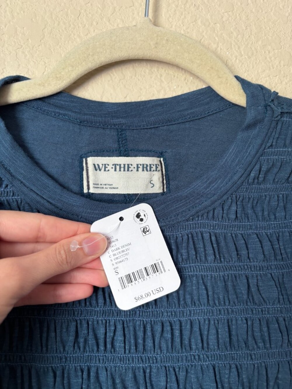 NEW Free People Smocked We The Free Sylvie Long Sleeve Shirt Top - Picture 3 of 9